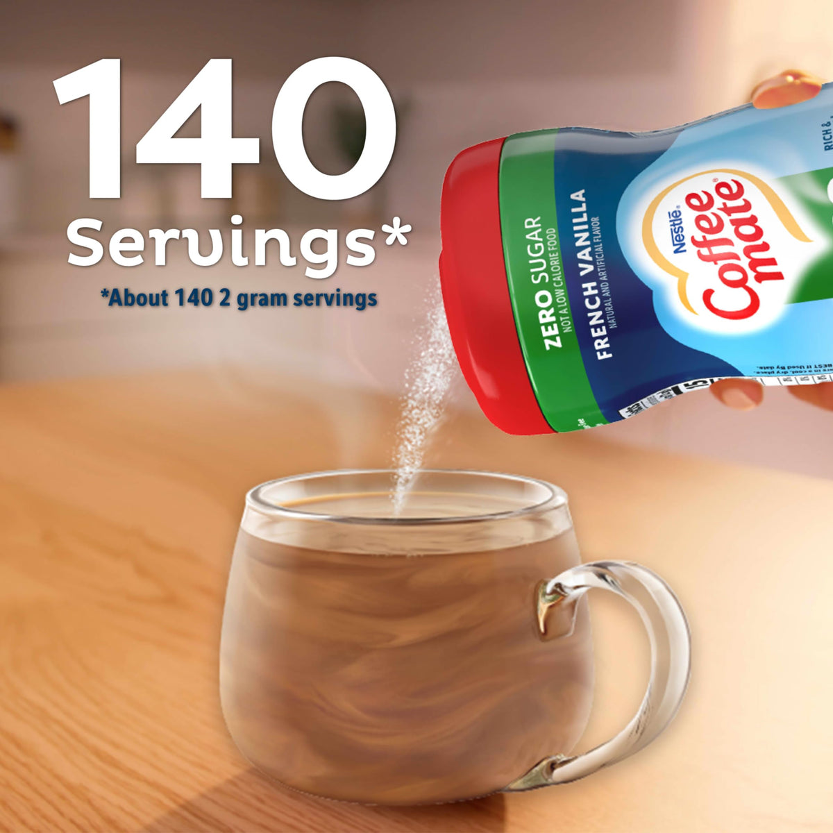 Coffee mate Zero Sugar Flavored Creamer 4 Pack – Vanilla Caramel, Hazelnut, French Vanilla, Chocolate Creme (10.2 oz bottles)
