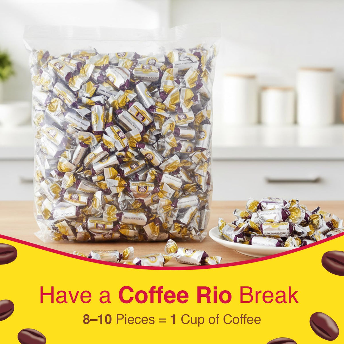 Coffee Rio Sugar-Free Latté Candy Bulk – 3 lb Kosher, Individually Wrapped