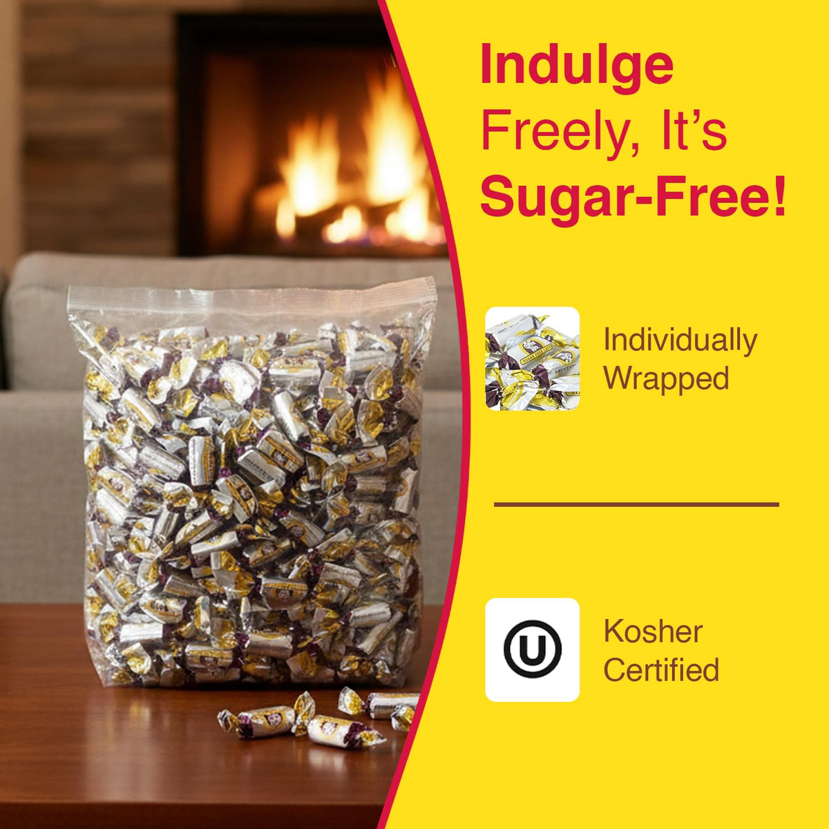 Coffee Rio Sugar-Free Latté Candy Bulk – 3 lb Kosher, Individually Wrapped