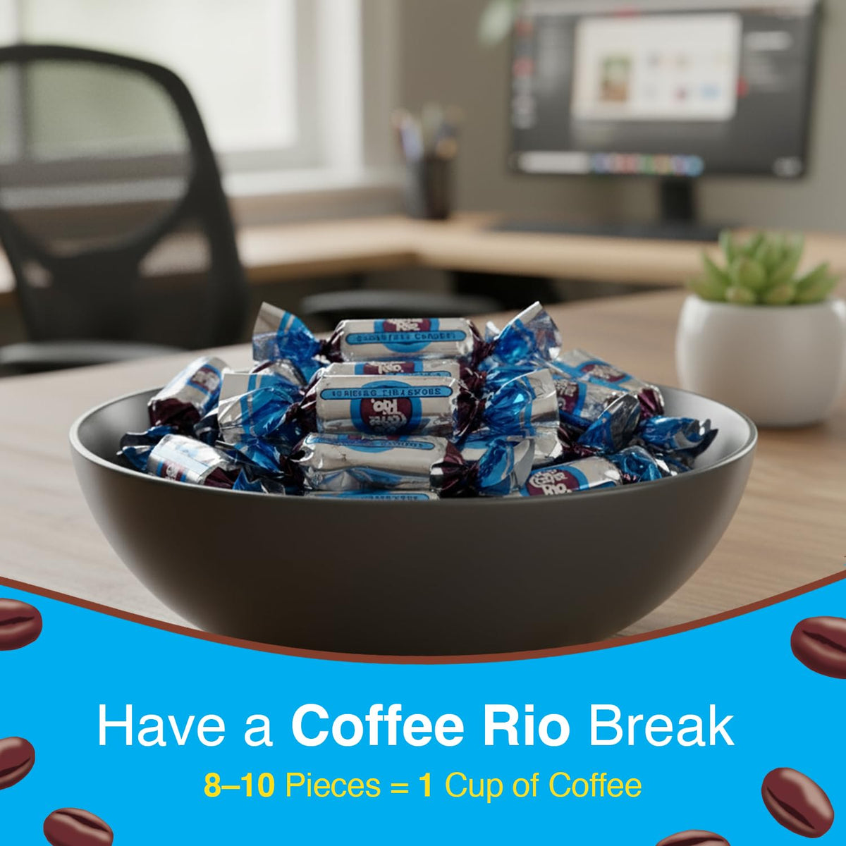 Coffee Rio Sugar Free Original Coffee Candy Bulk — 3 Pound Bag, Individually Wrapped, Kosher Certified