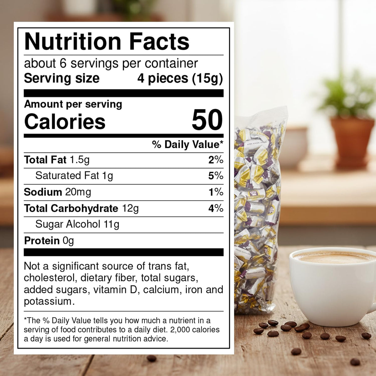 Coffee Rio Sugar-Free Latté Candy Bulk – 3 lb Kosher, Individually Wrapped