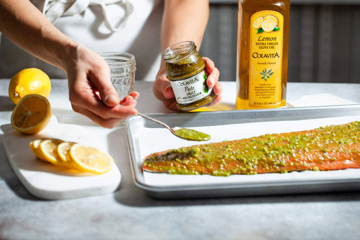 Colavita Lemon Extra Virgin Olive Oil | Cold-Pressed EVOO with Natural Lemon Flavor | 32 oz