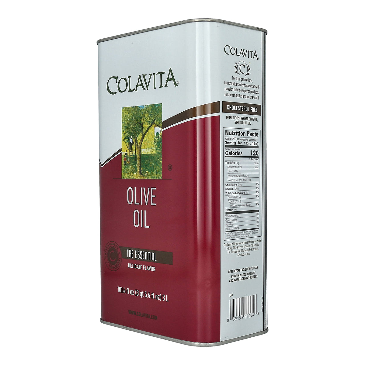 Colavita Light and Buttery Olive Oil in Tin – 101.4 oz for Sautéing, Baking & High-Heat Cooking