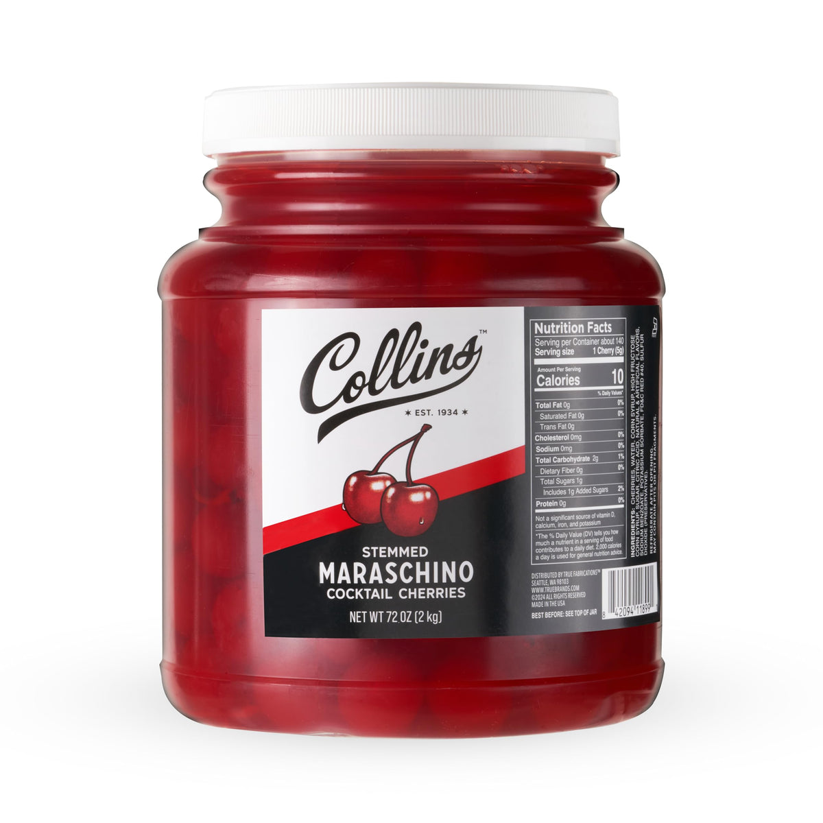 Collins Chicago 72 oz Stemmed Maraschino Cherries – Bulk Cocktail Garnish