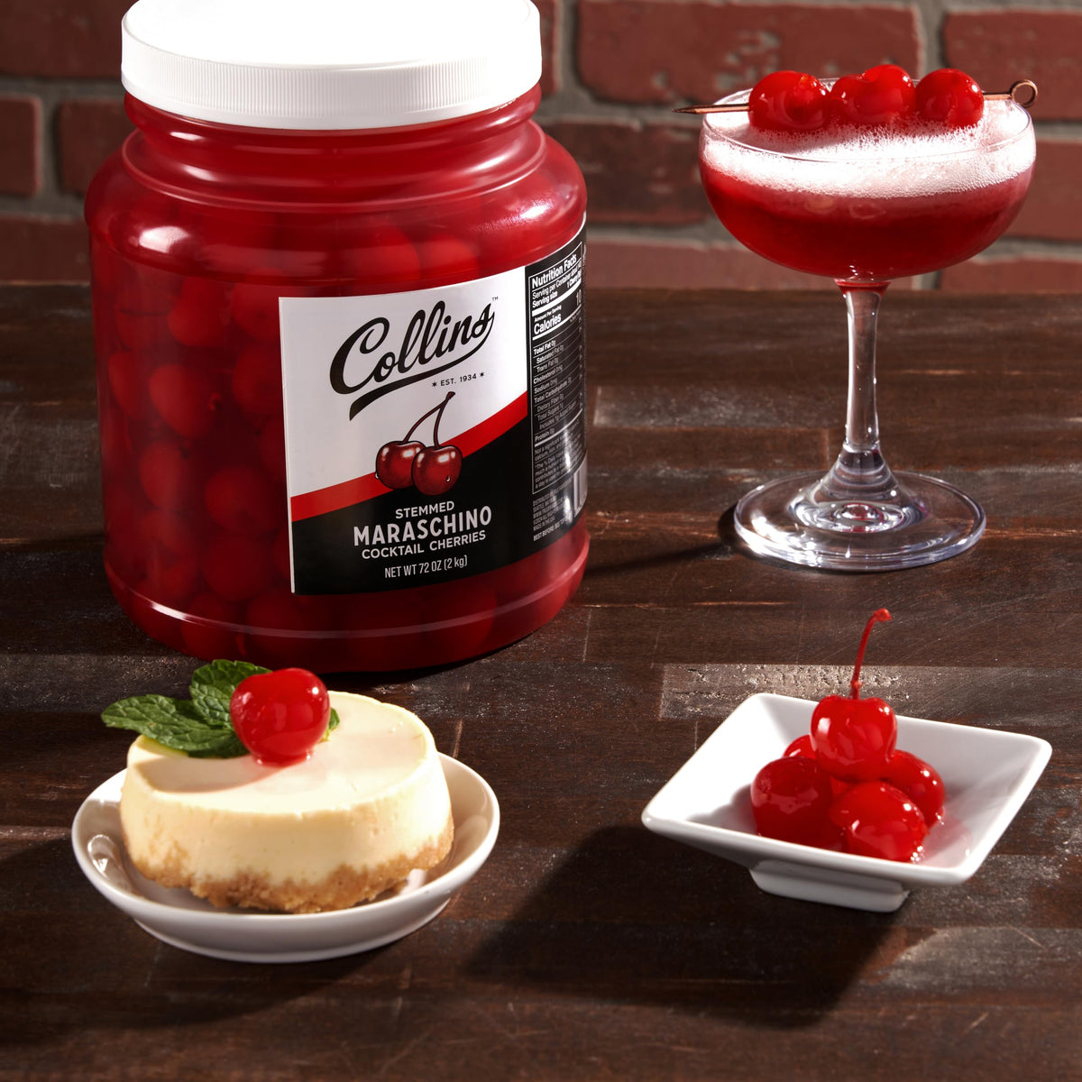 Collins Chicago 72 oz Stemmed Maraschino Cherries – Bulk Cocktail Garnish