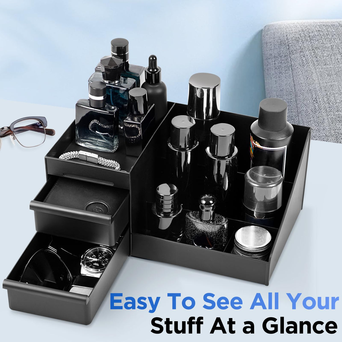 Cologne Organizer for Men，Perfume Organizer，Bathroom Organizer，Men Gifts