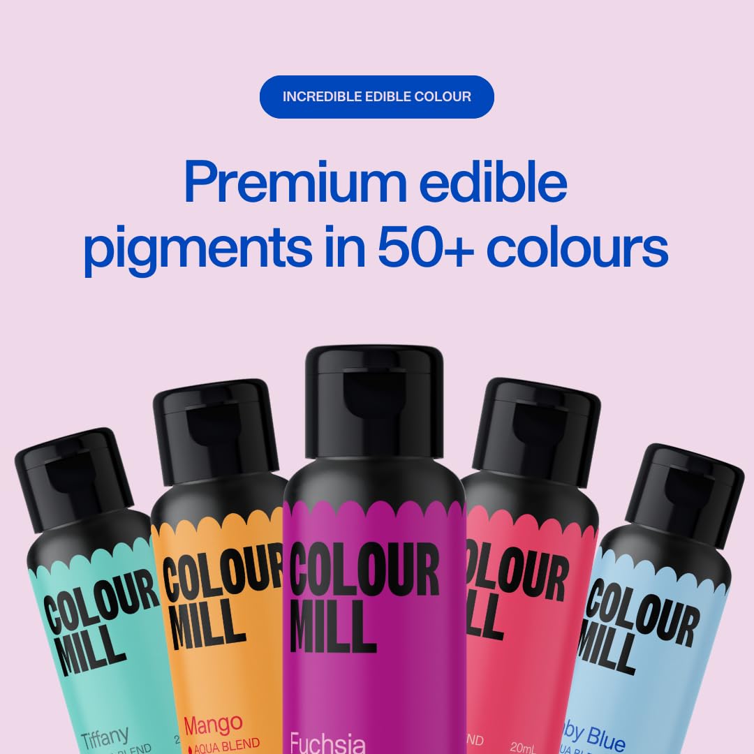 Colour Mill Botanical Pack Aqua Blend: Water-Based Food Coloring Set (Dusk, Latte, Lilac, Olive, Rose & Sage) – 6 x 20ml