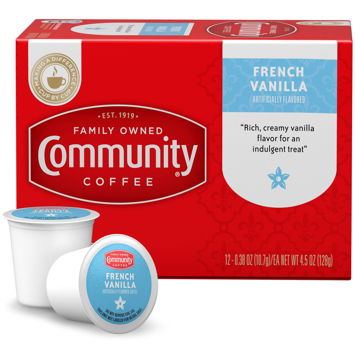 Community Coffee French Vanilla Flavored K-Cup Pods – Medium Roast, 36 Count (3 x 12)