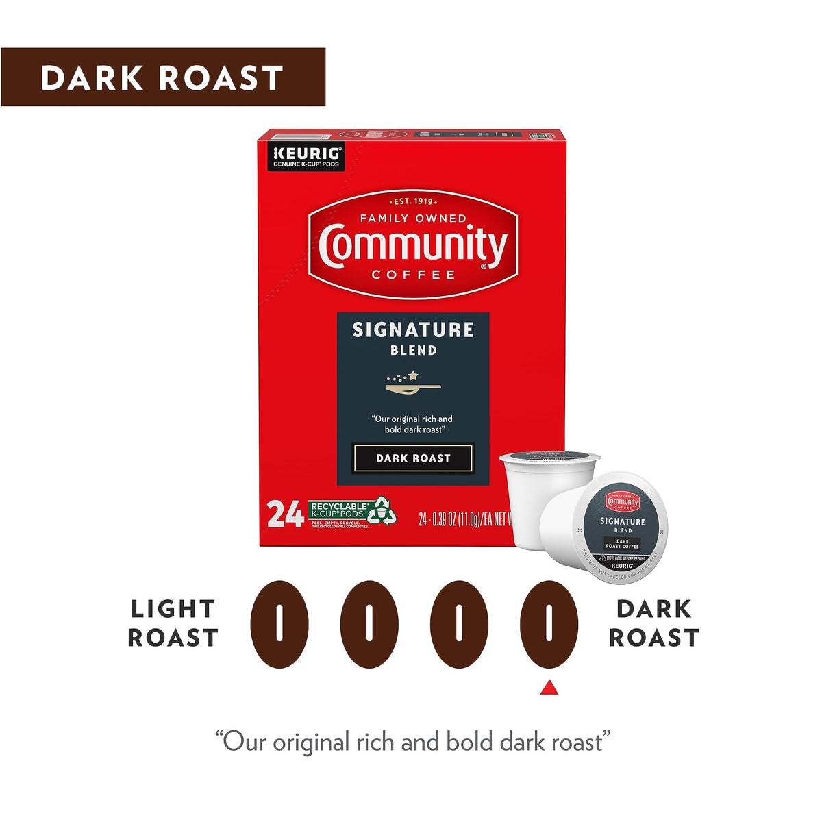 Community Coffee Signature Blend 72-Count Pods, Dark Roast, Keurig 2.0 Compatible | Pack of 6