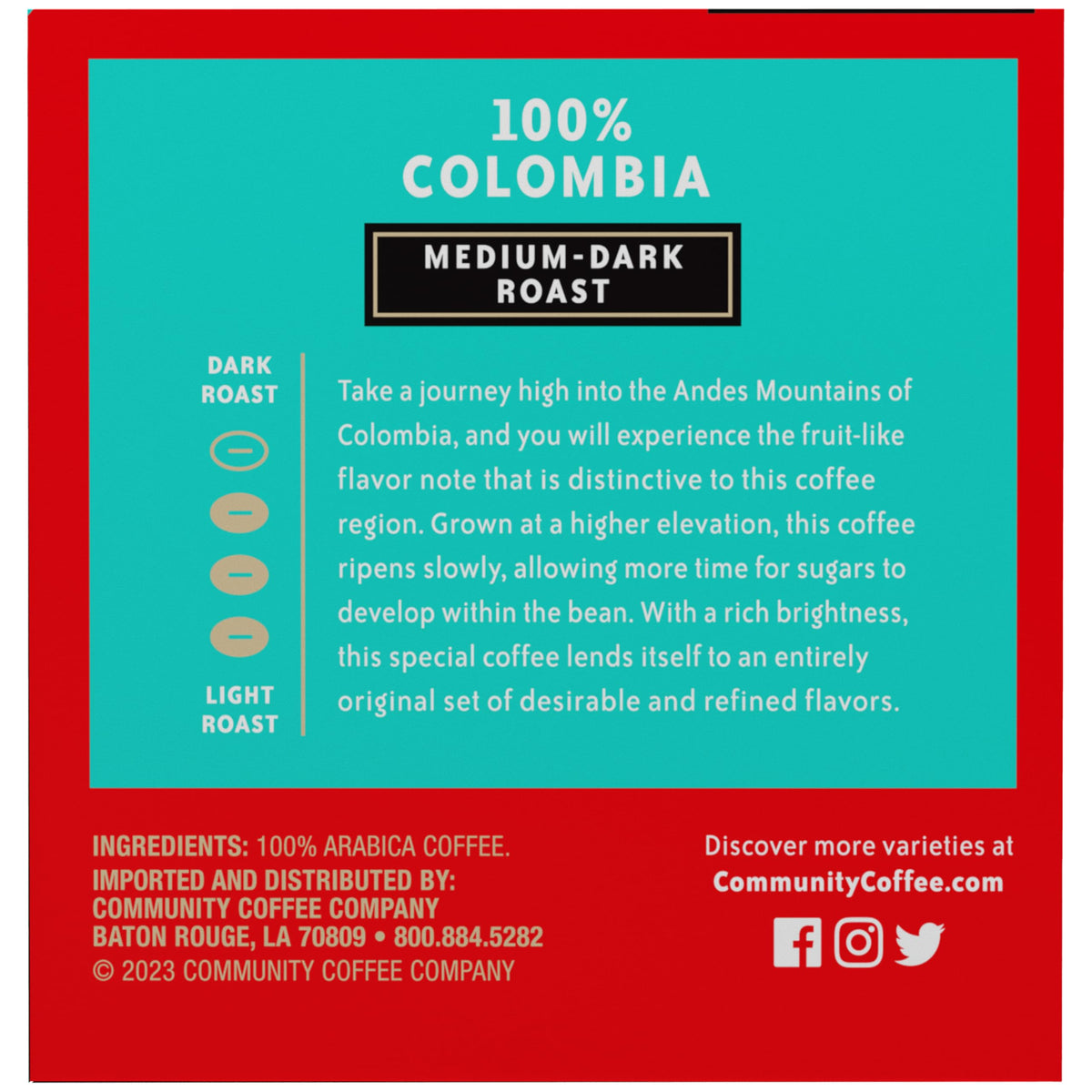 Community Coffee 100% Colombia Pods – Medium-Dark Roast, Keurig 2.0 Compatible (12-Count, Pack of 6)