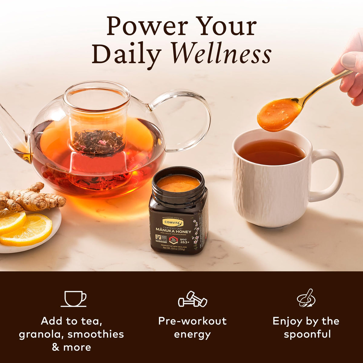 Comvita Manuka Honey UMF 10+ (MGO 263+) – Raw New Zealand Monofloral Honey, 250g