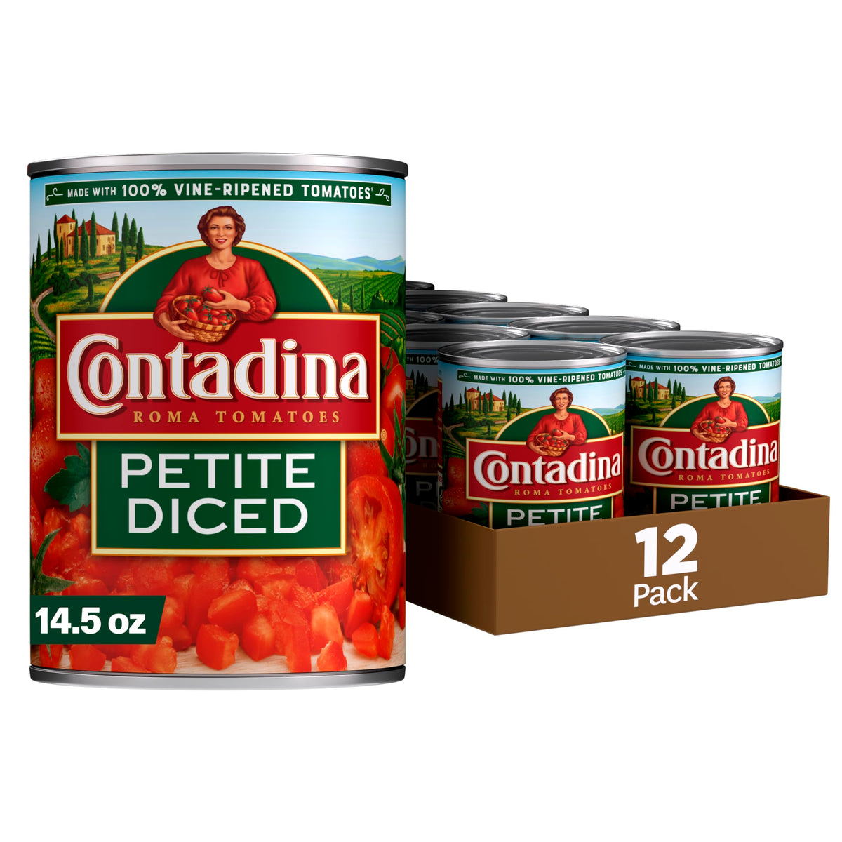 Contadina Petite Cut Diced Tomatoes – 12 Pack, 14.5 oz Cans