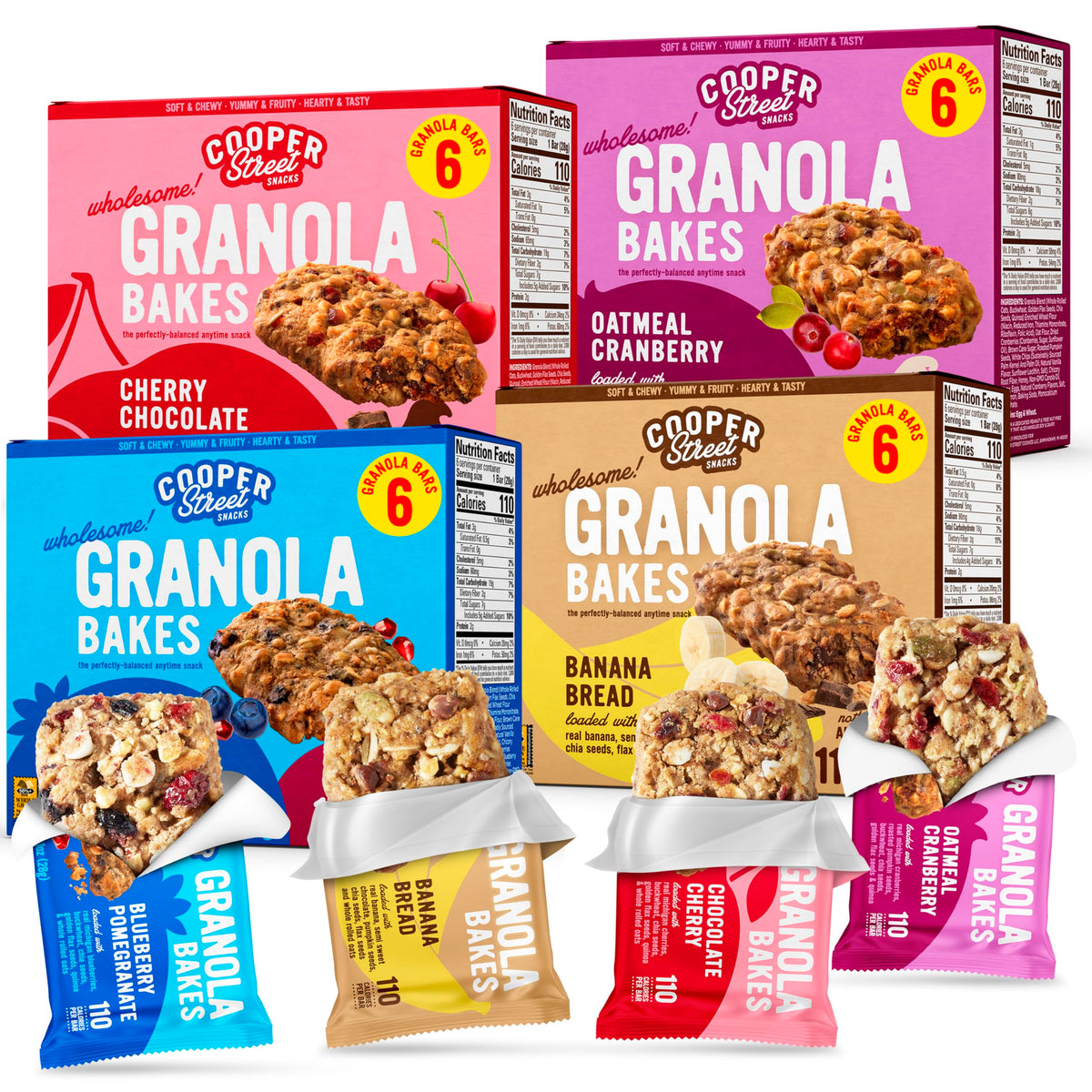 Cooper Street Granola Bakes - Soft Baked Oats, Seeds & Grains Bars | Nut & Dairy Free, Low Sodium, 24 Pack