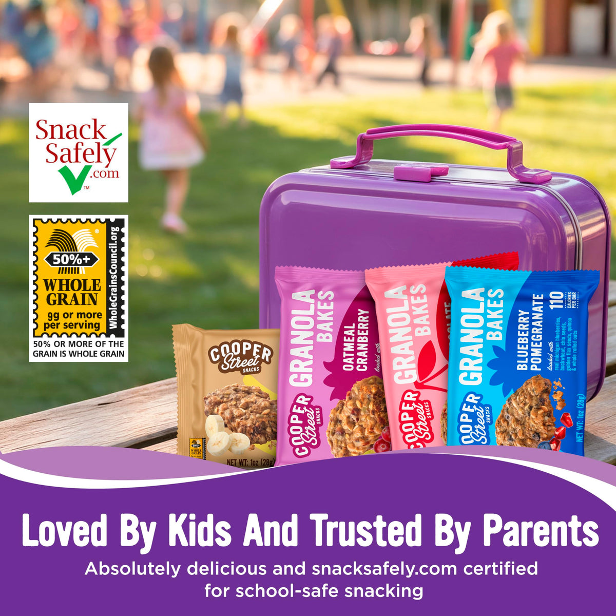 Cooper Street Granola Bakes - Soft Baked Oats, Seeds & Grains Bars | Nut & Dairy Free, Low Sodium, 24 Pack