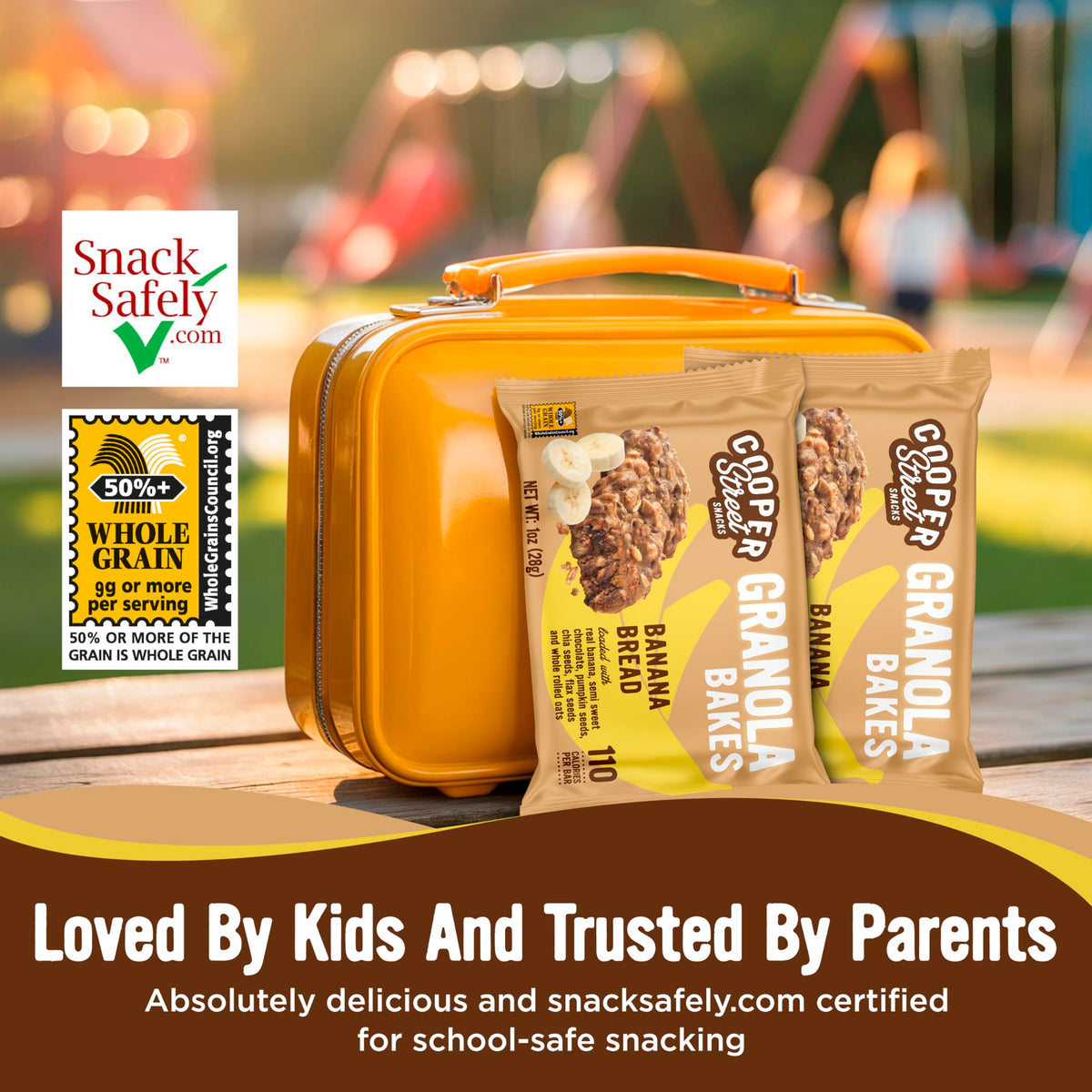 Cooper Street Granola Bakes – Soft Baked Banana Bread Bars, Nut-Free, 48 Pack