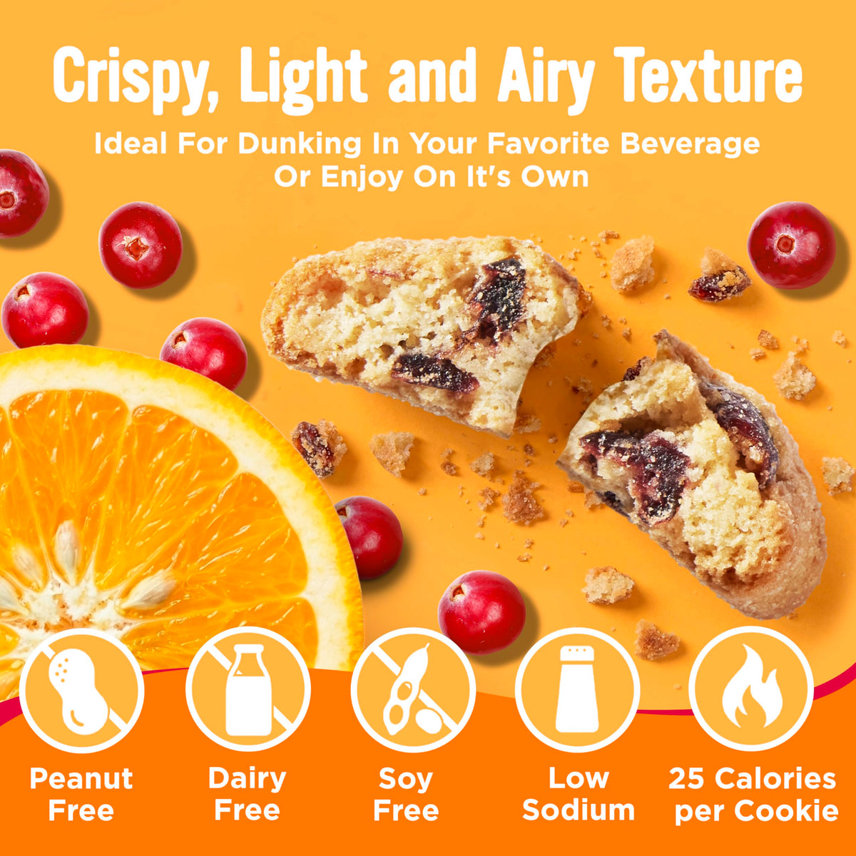 Cooper Street Twice-Baked Orange Cranberry Biscotti – 2 x 16 oz, Real Fruit, Dairy, Peanut & Soy Free