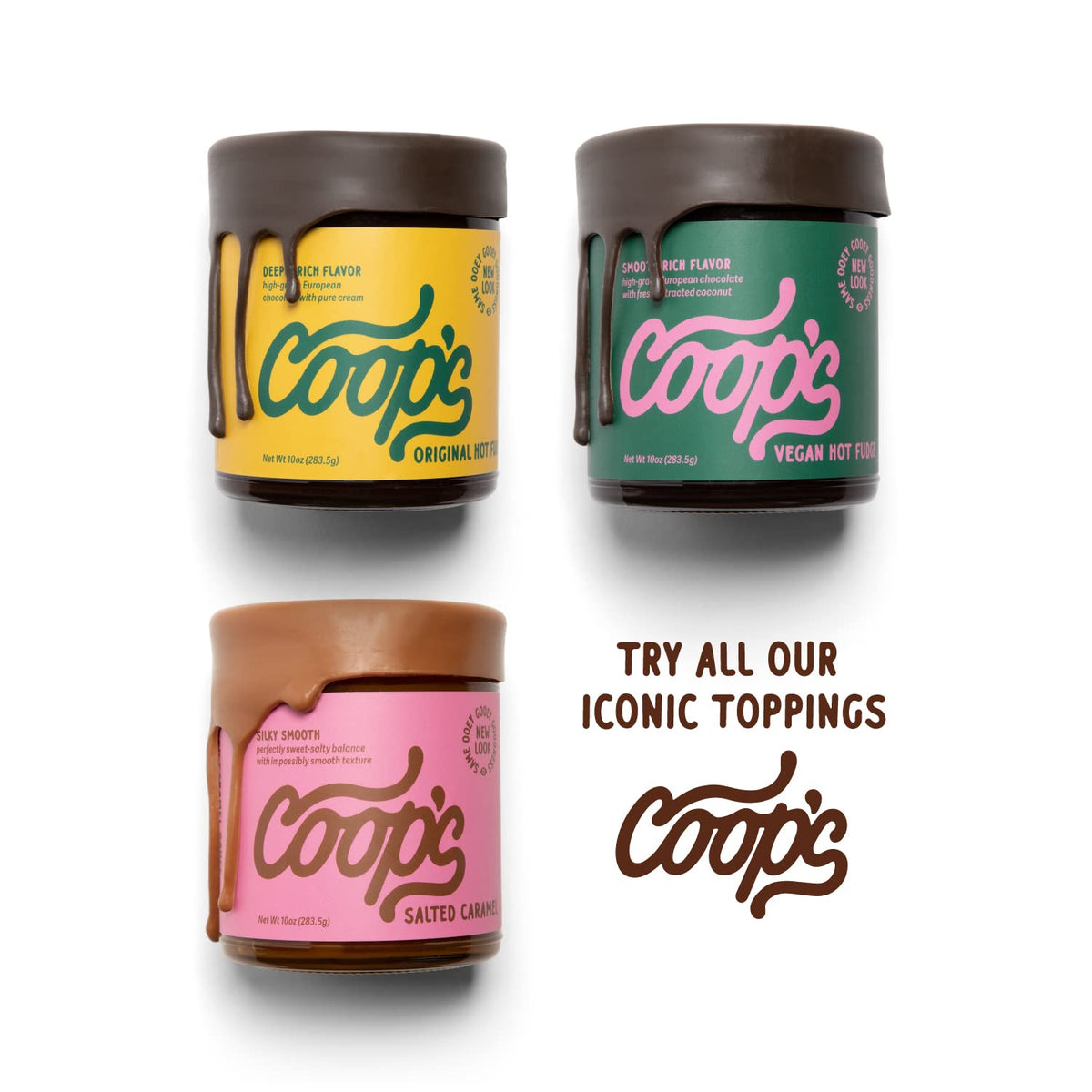 Coop's Original Hot Fudge & Salted Caramel Sauce 2-Pack – All Natural, Gluten Free