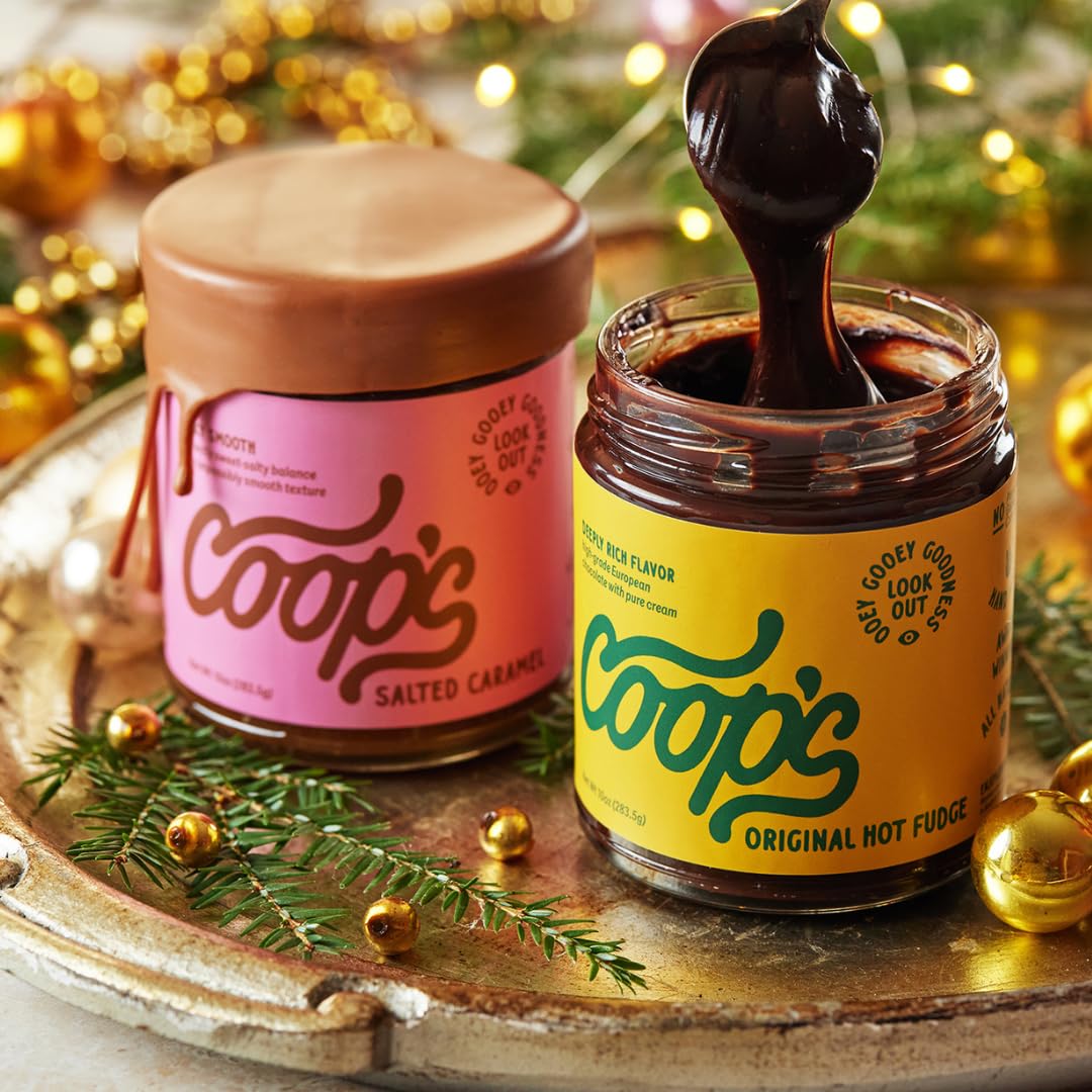 Coop's Original Hot Fudge & Salted Caramel Sauce 2-Pack – All Natural, Gluten Free