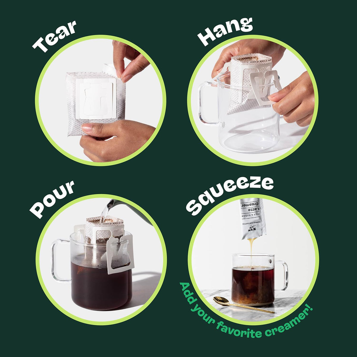 Copper Cow Coffee Pour Over Vietnamese Coffee Pouches + Sweetened Condensed Milk Creamers (8 Coffees & 8 Creamers) — No Refrigeration Needed, Travel Ready