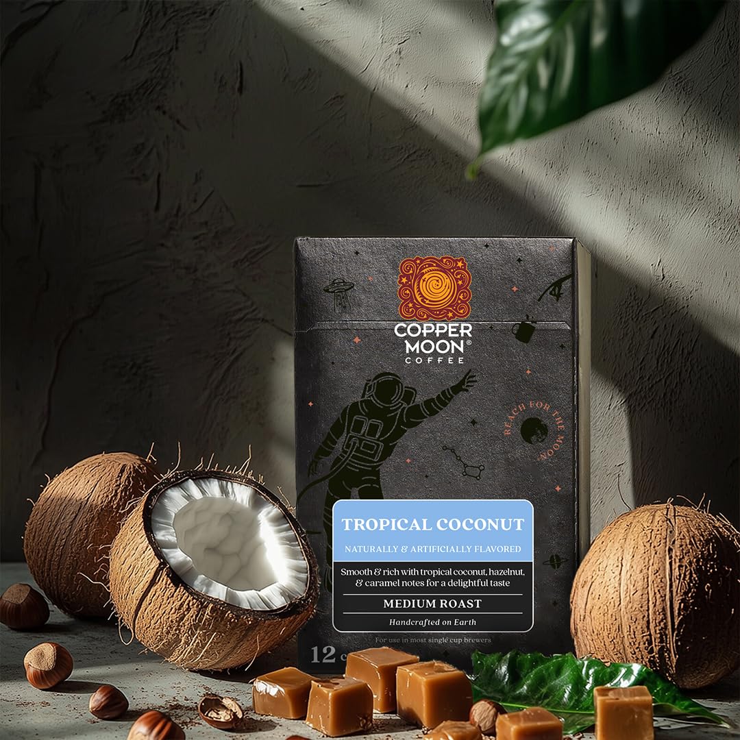 Copper Moon Tropical Coconut K-Cup Pods – Medium Roast, 12-Count Pack of 3