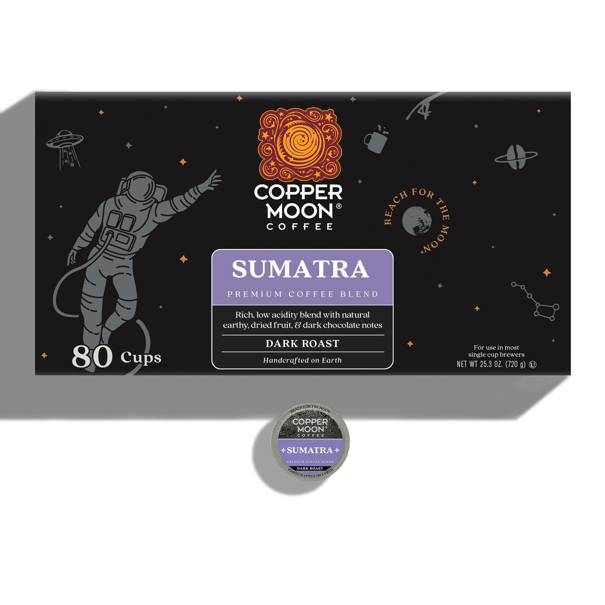 Copper Moon Sumatra Dark Roast K-Cup Pods – Keurig Compatible, 80 Count