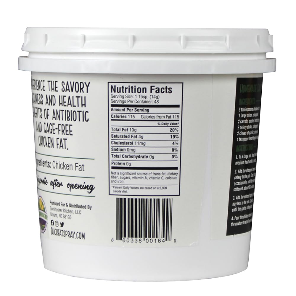 Cornhusker Kitchen Gourmet Rendered Chicken Fat – 1.5 lb Tub | Paleo-Friendly Cooking Fat