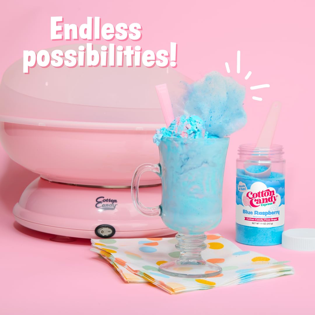Cotton Candy Express Floss Sugar Variety Pack - 10 x 11oz Jars (Pina Colada, Orange, Bubble Gum, Grape, Watermelon & More)