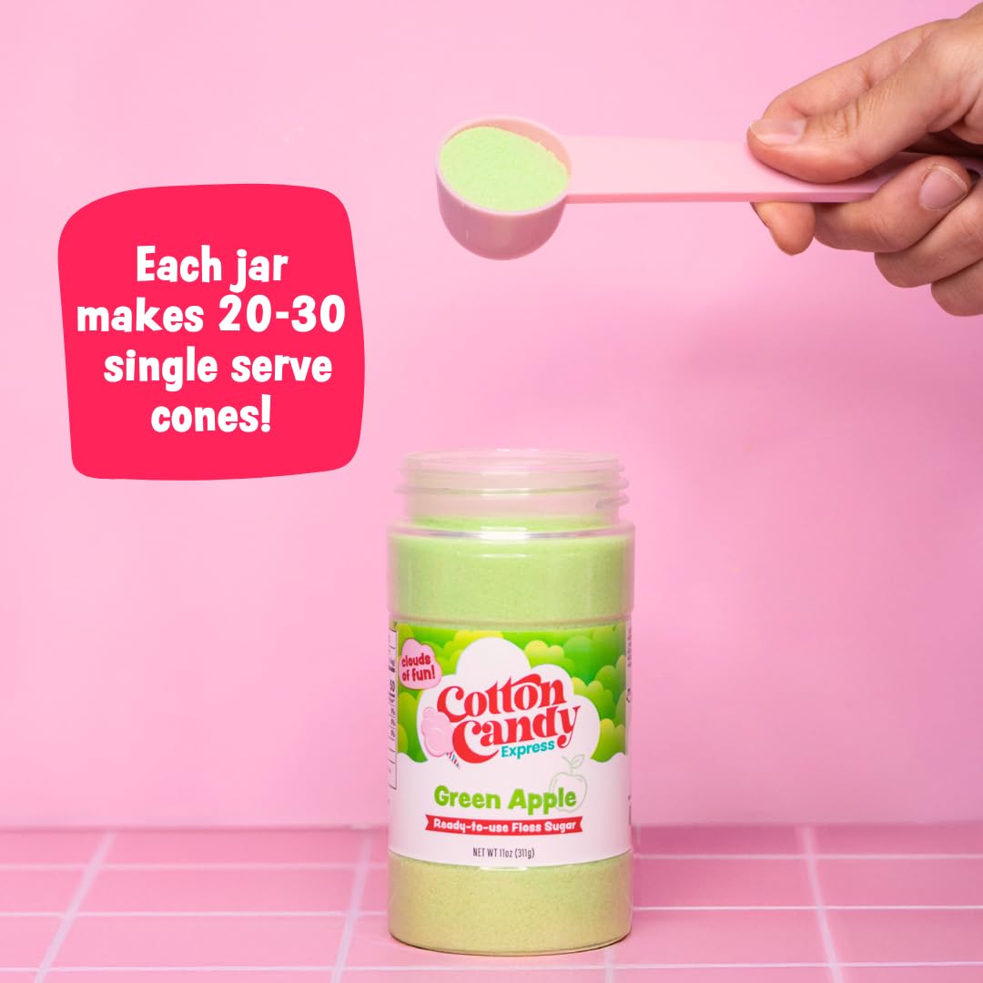 Cotton Candy Express Floss Sugar Variety Pack - 10 x 11oz Jars (Pina Colada, Orange, Bubble Gum, Grape, Watermelon & More)