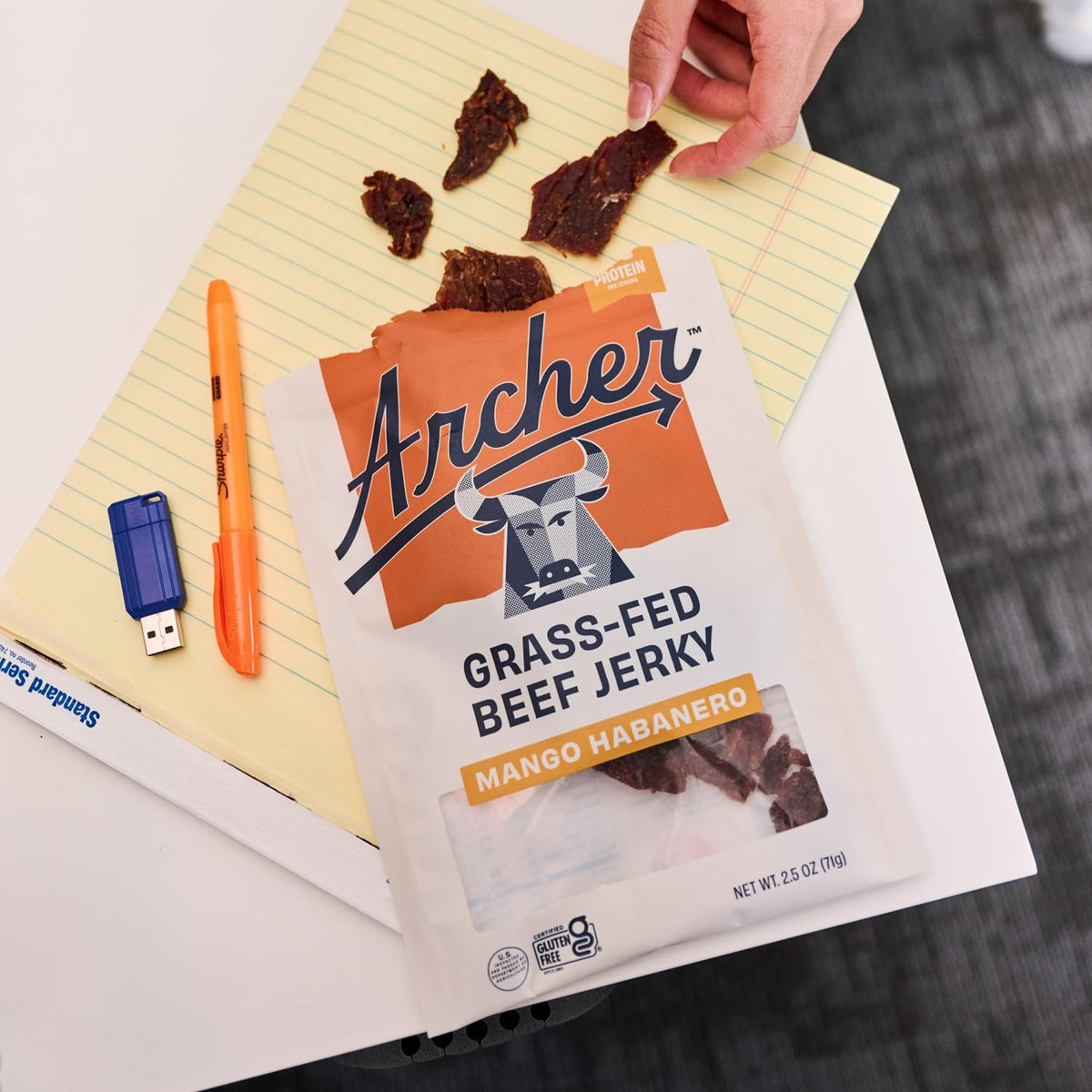 Country Archer Mango Habanero Grass-Fed Beef Jerky - 4 Pack, 2.5 oz Each | Gluten Free, Paleo