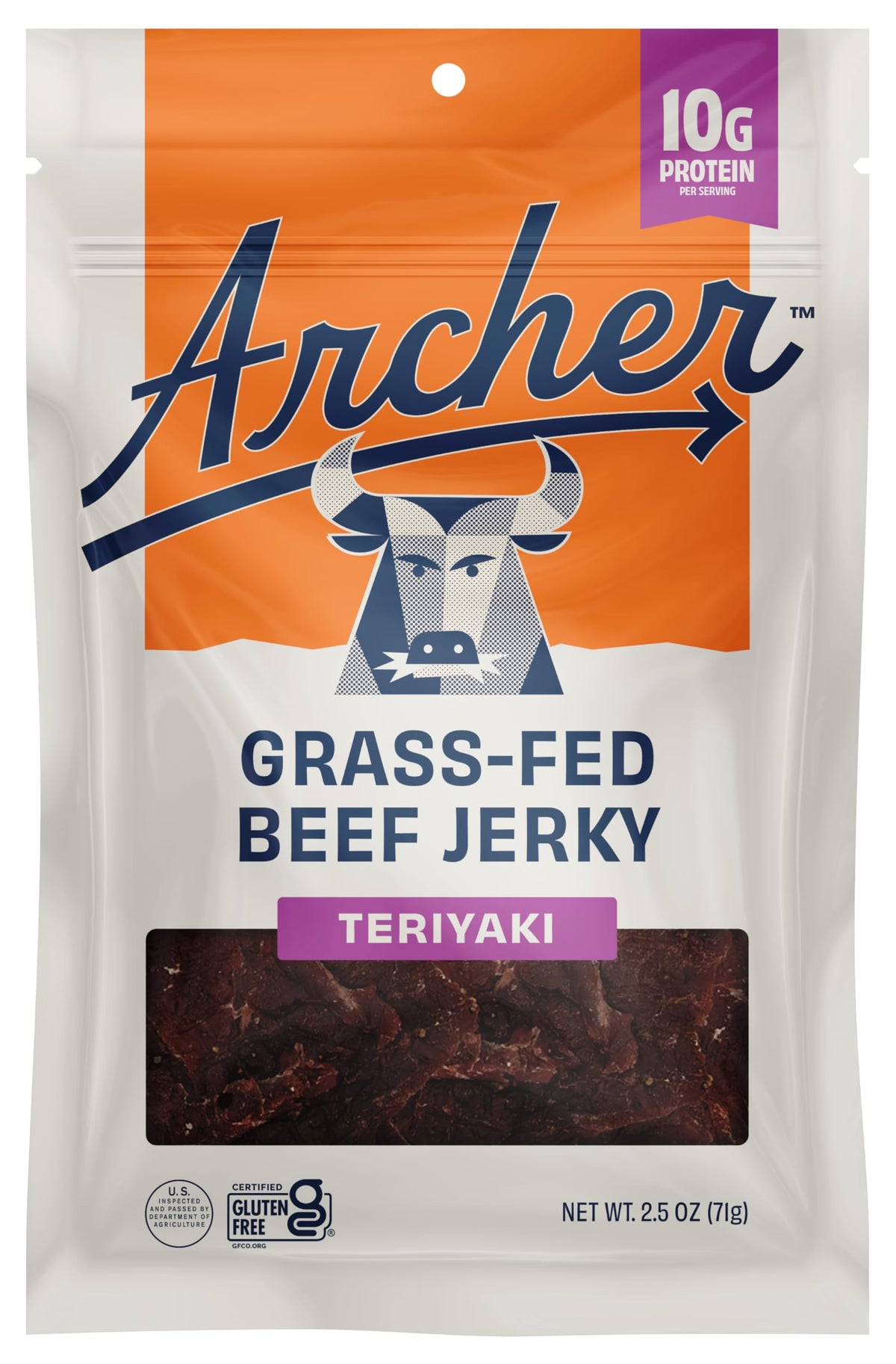Country Archer Teriyaki Grass-Fed Beef Jerky – 2.5 oz, 4-Pack, Gluten Free