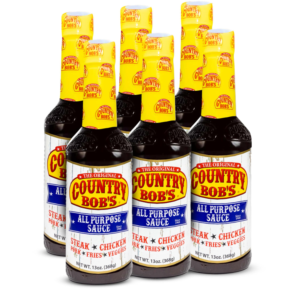 Country Bob's All Purpose Sauce – Tangy, Sweet & Savory, 13oz (Pack of 6)