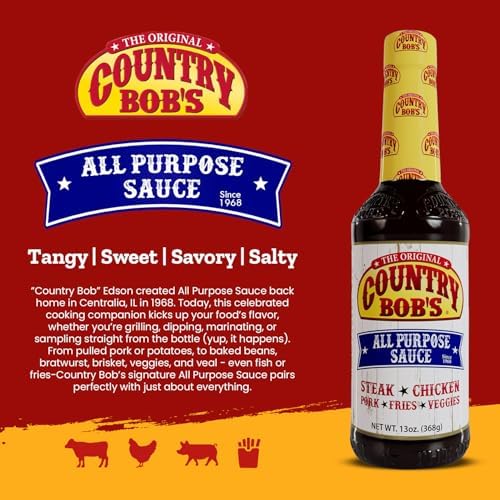 Country Bob's All Purpose Sauce – Tangy, Sweet & Savory, 13oz (Pack of 6)