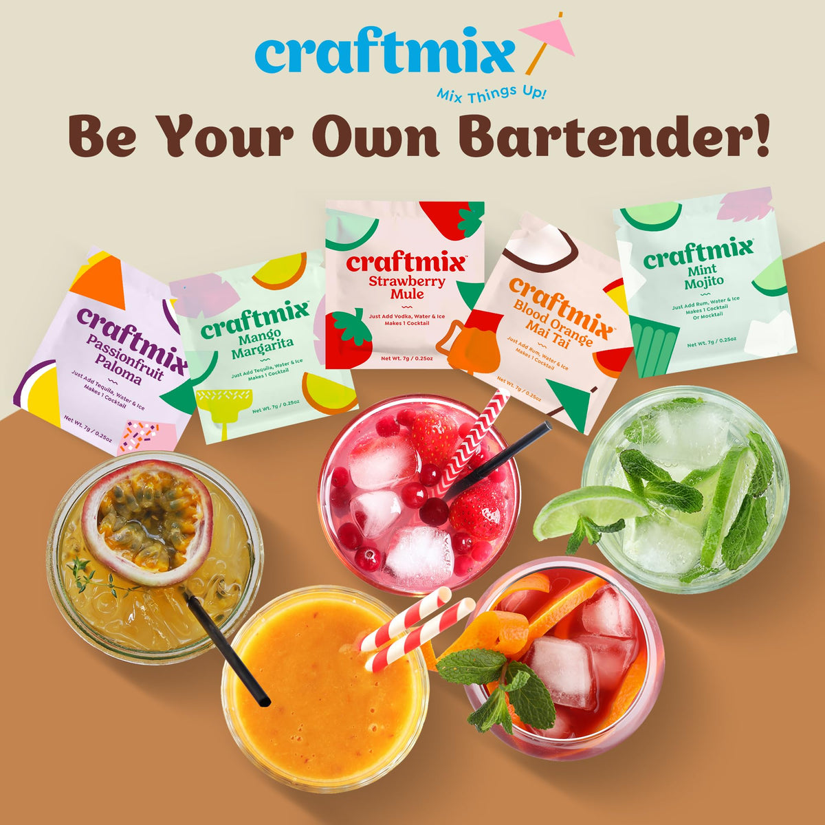 CraftMix Espresso Martini Cocktail & Mocktail Mixers – Skinny, Low-Cal, Vegan, 24 Pack