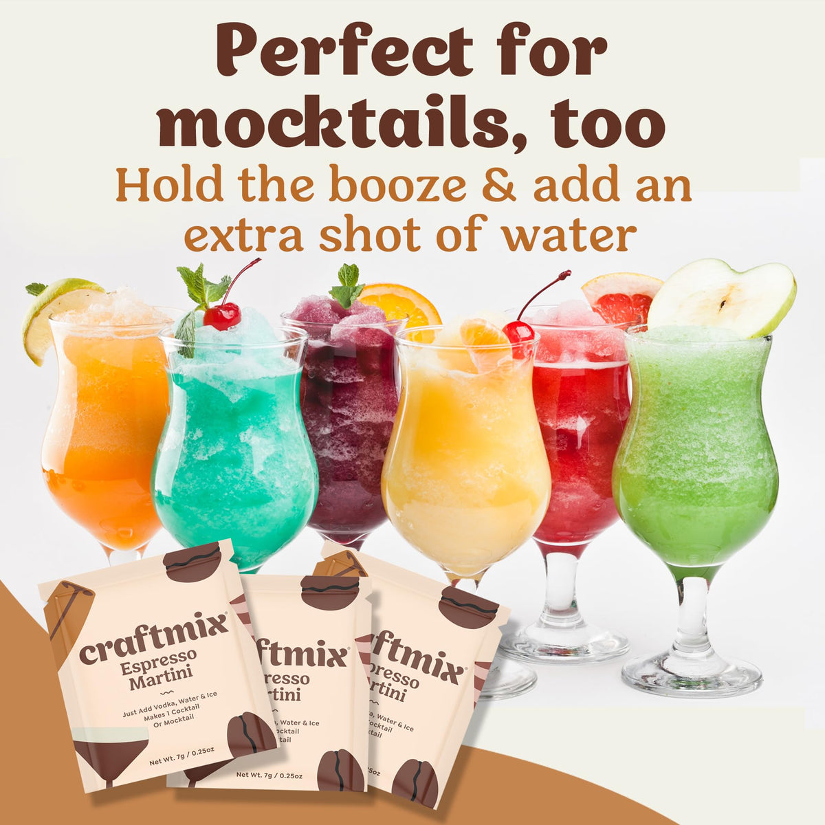 CraftMix Espresso Martini Cocktail & Mocktail Mixers – Skinny, Low-Cal, Vegan, 24 Pack