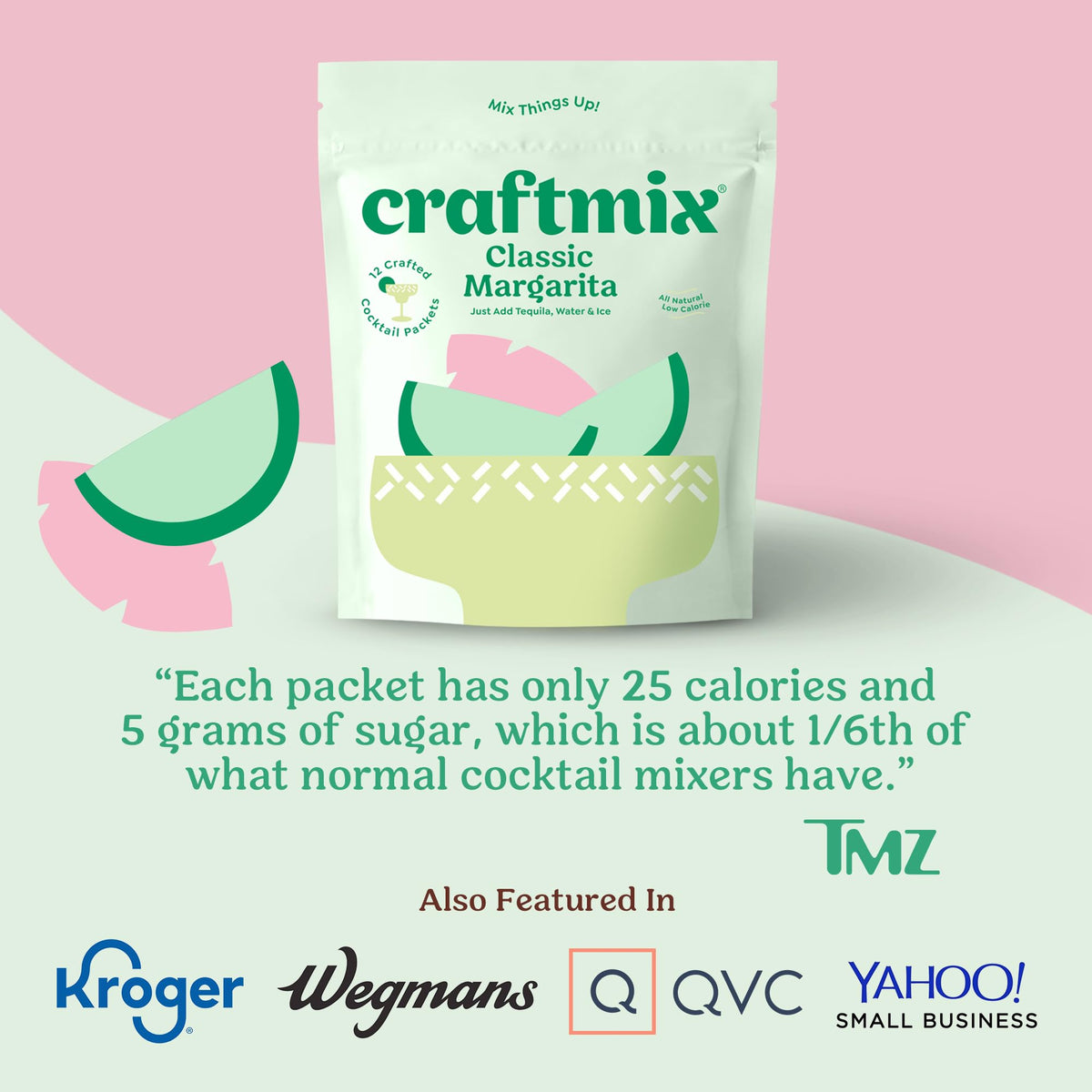 Craftmix Classic Margarita Cocktail & Mocktail Drink Mixers – 24 Pack | Skinny, Low-Cal, Plant-Based