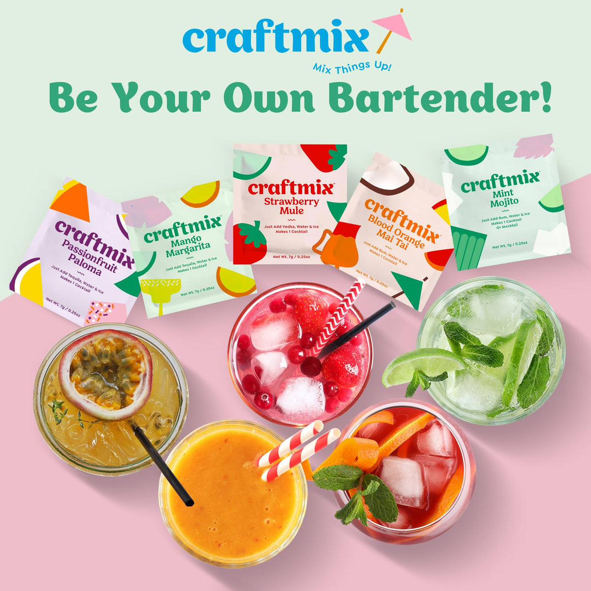 Craftmix Classic Margarita Cocktail & Mocktail Drink Mixers – 24 Pack | Skinny, Low-Cal, Plant-Based