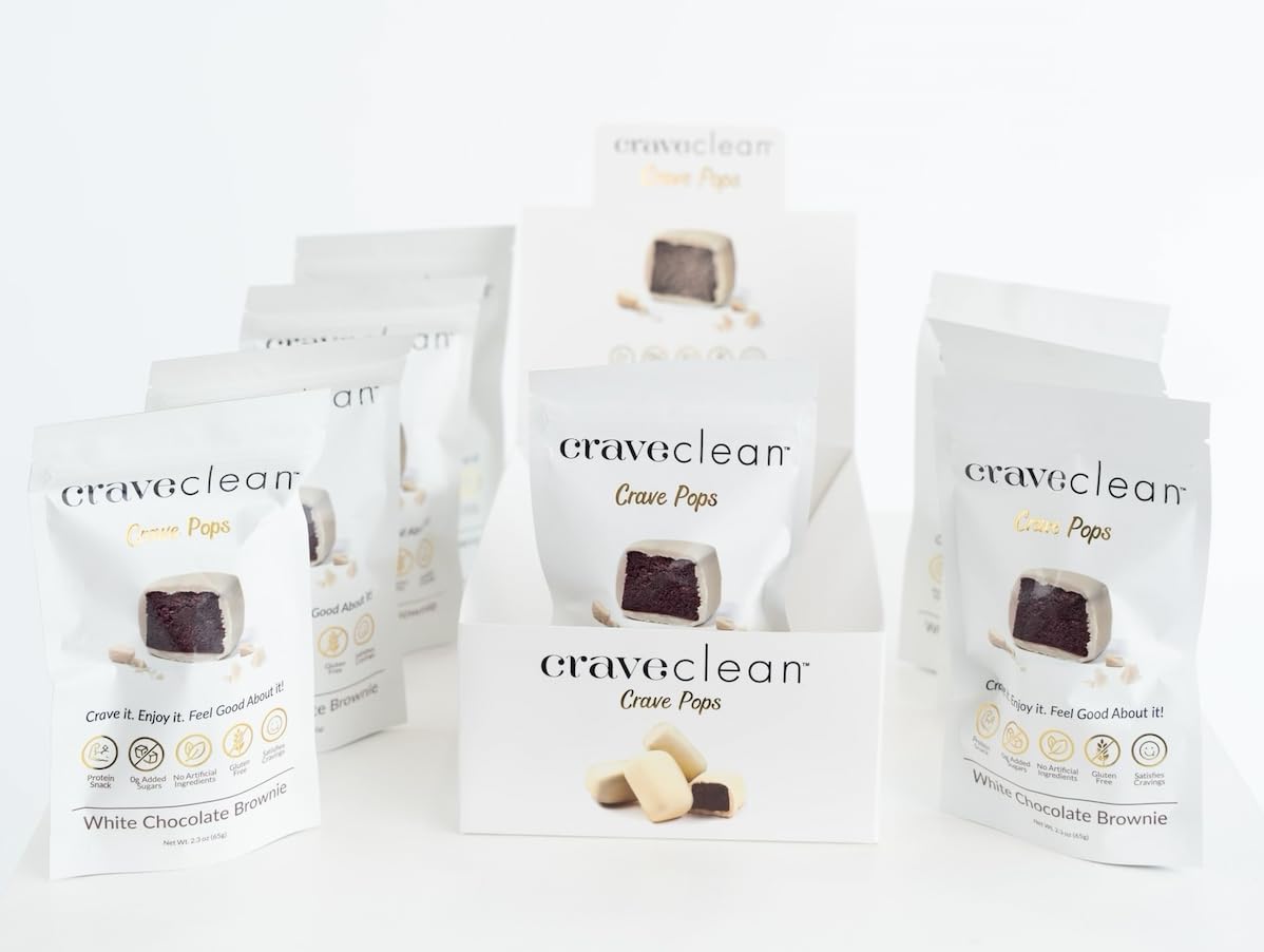 CRAVECLEAN White Chocolate Brownie Pops – Full Case | Gluten-Free, 10g Protein, Low Sugar