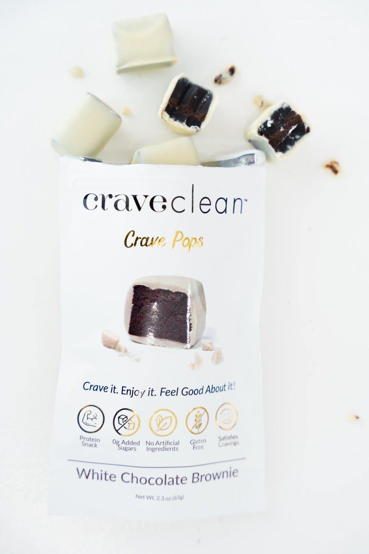 CRAVECLEAN White Chocolate Brownie Pops – Full Case | Gluten-Free, 10g Protein, Low Sugar
