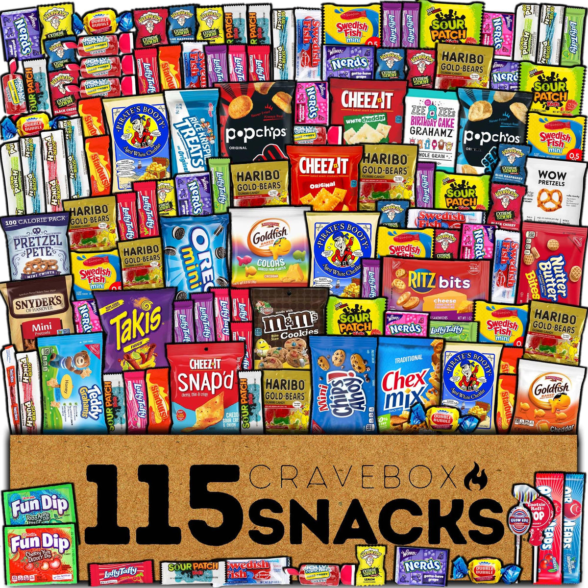 CRAVEBOX 115-Count Snack & Candy Box – Mother's Day Variety Pack Gift Basket
