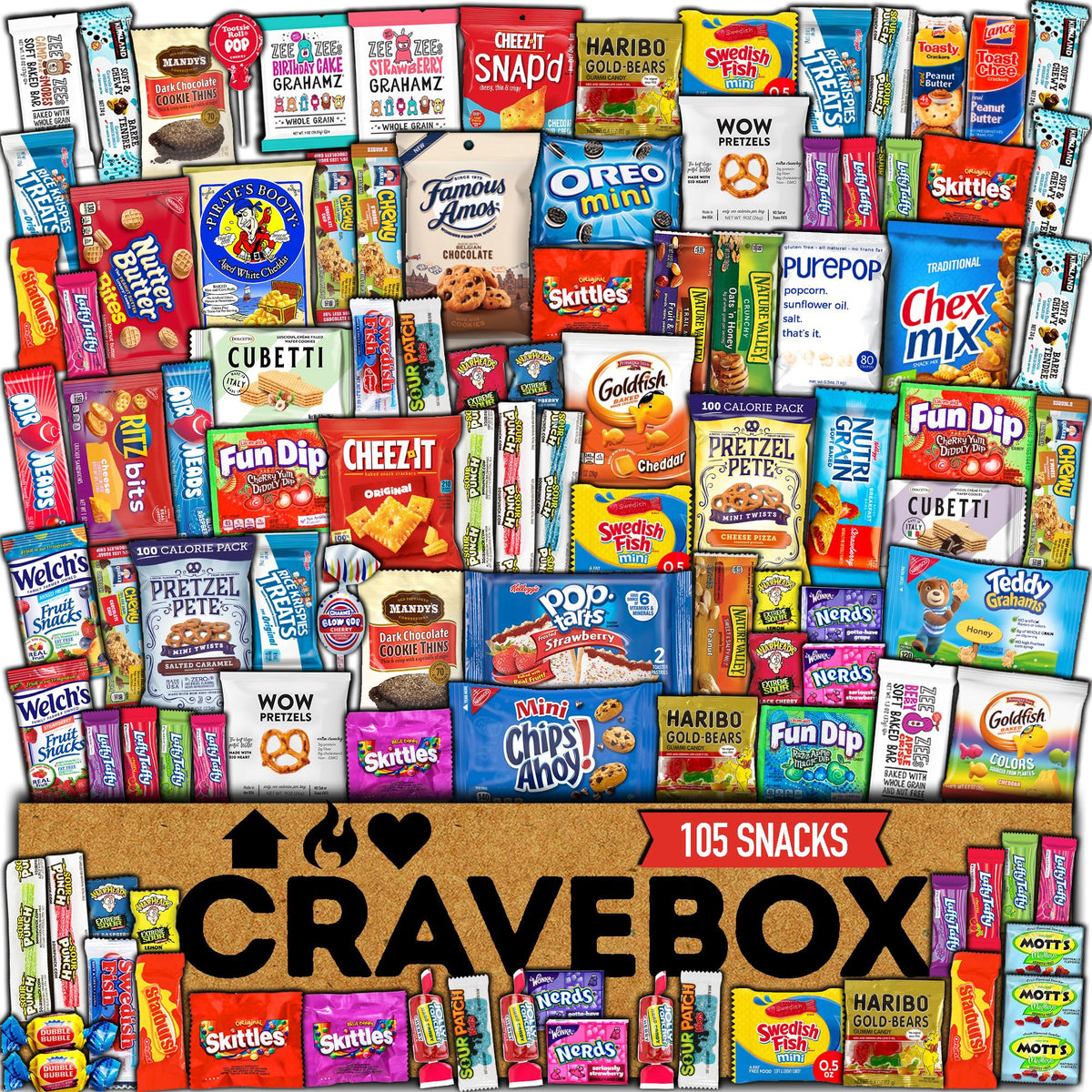 CRAVEBOX Snack Box Variety Pack Care Package (105 Count) – Easter Gift Box