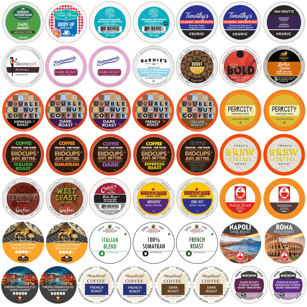 Crazy Cups Premium Bold Dark Roast - 50-Count Coffee Pod Variety Pack