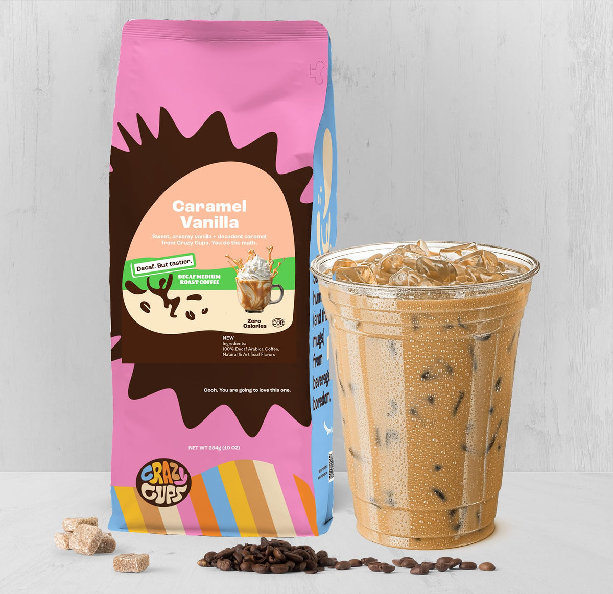 Crazy Cups Decaf Flavored Ground Coffee Variety Pack – Cinnamon French Toast, Caramel Vanilla, Pumpkin Caramel Spice