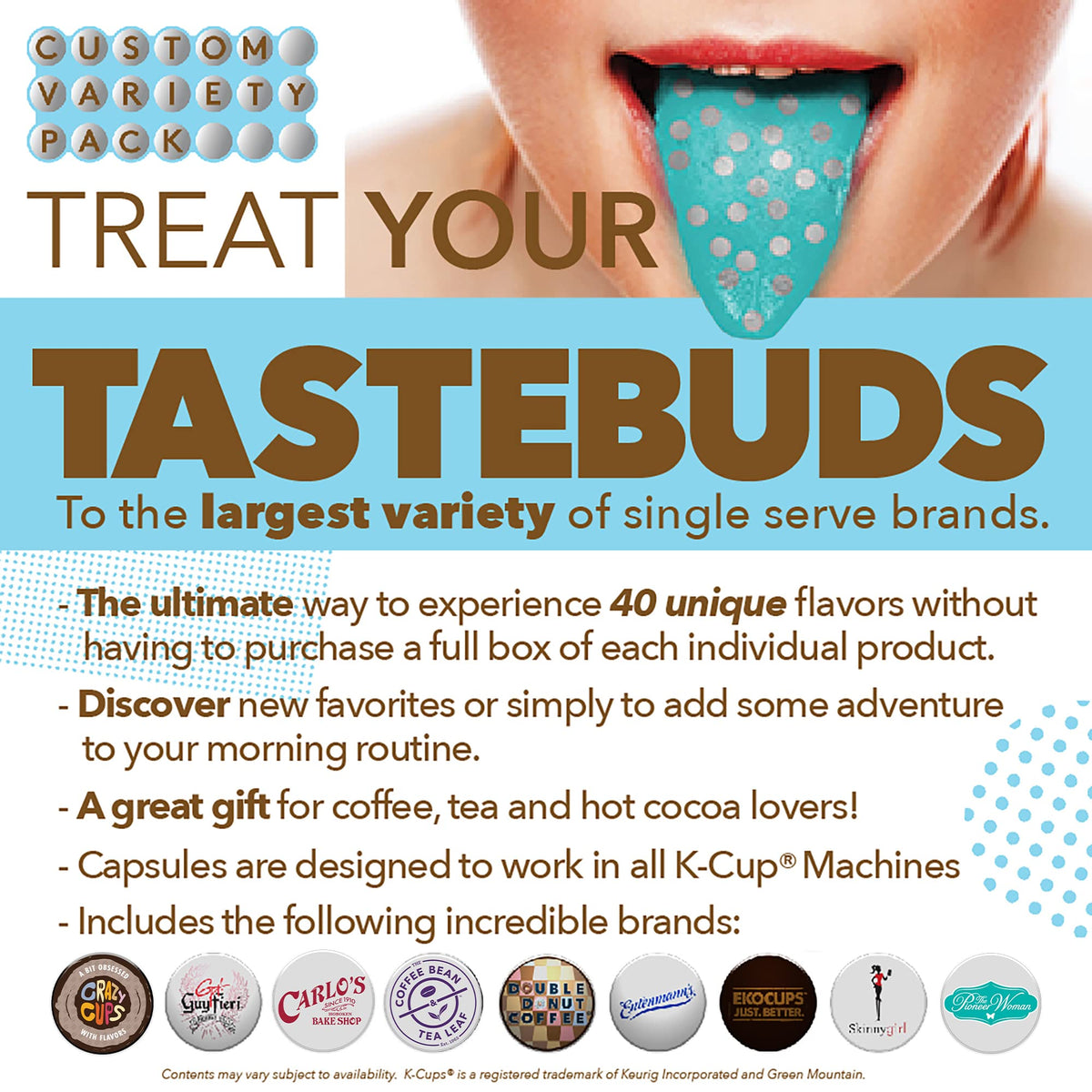 Crazy Cups Flavored Coffee Pods Variety Pack – 40 Count, Keurig Compatible
