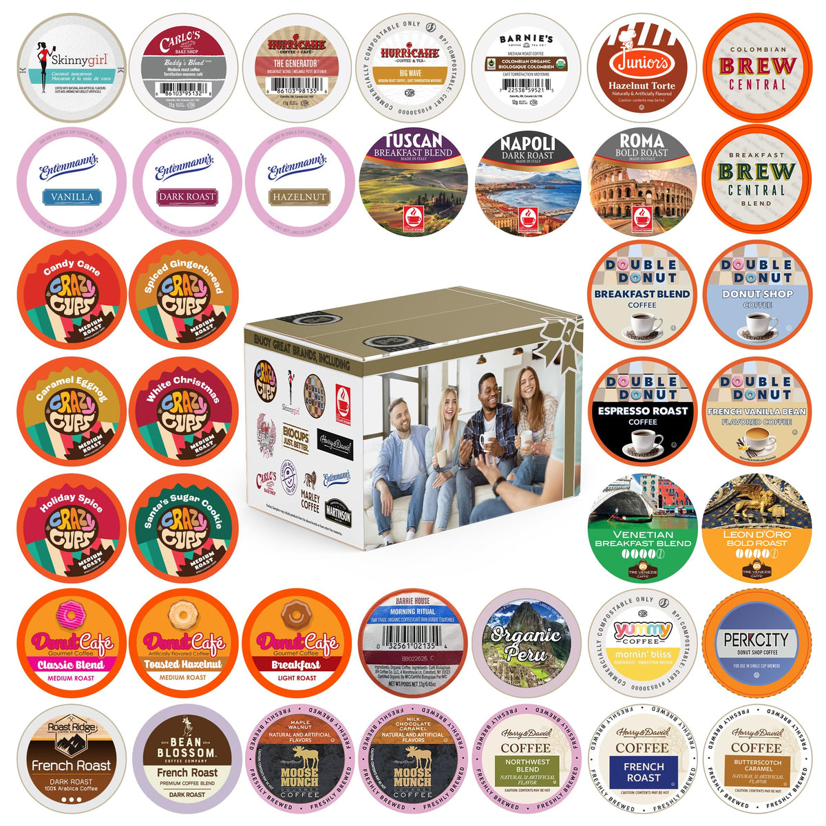 Crazy Cups Variety Pack 40-Count Coffee Pods – Keurig Compatible, Assorted Flavors