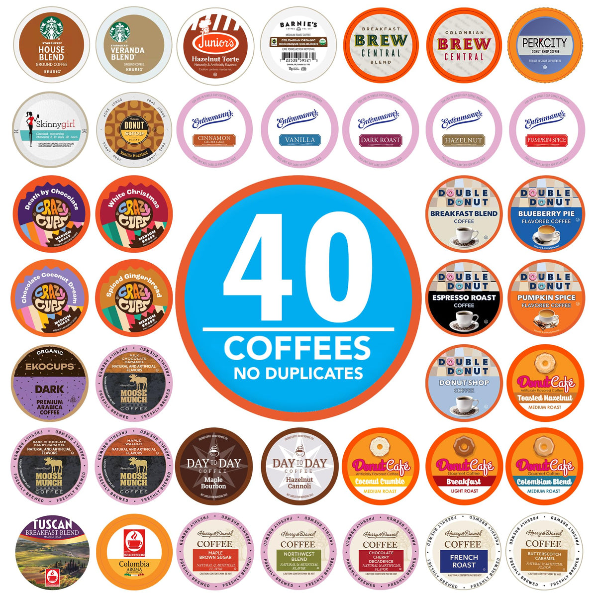 Crazy Cups Coffee Pods Variety Pack – 40 Assorted Keurig K-Cup Pods from Top Brands