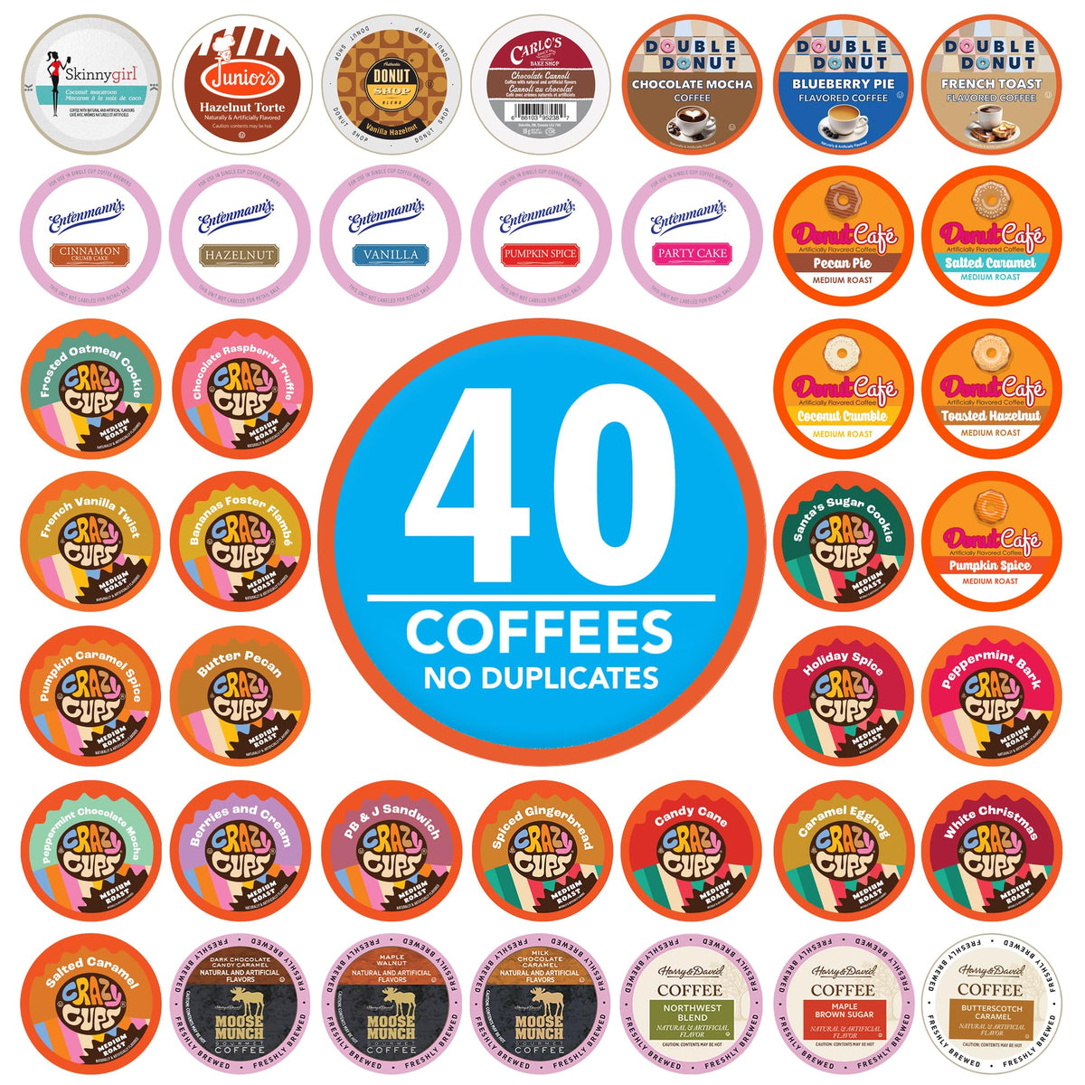 Crazy Cups Flavored Coffee Pods Variety Pack – 40 Count, Keurig Compatible