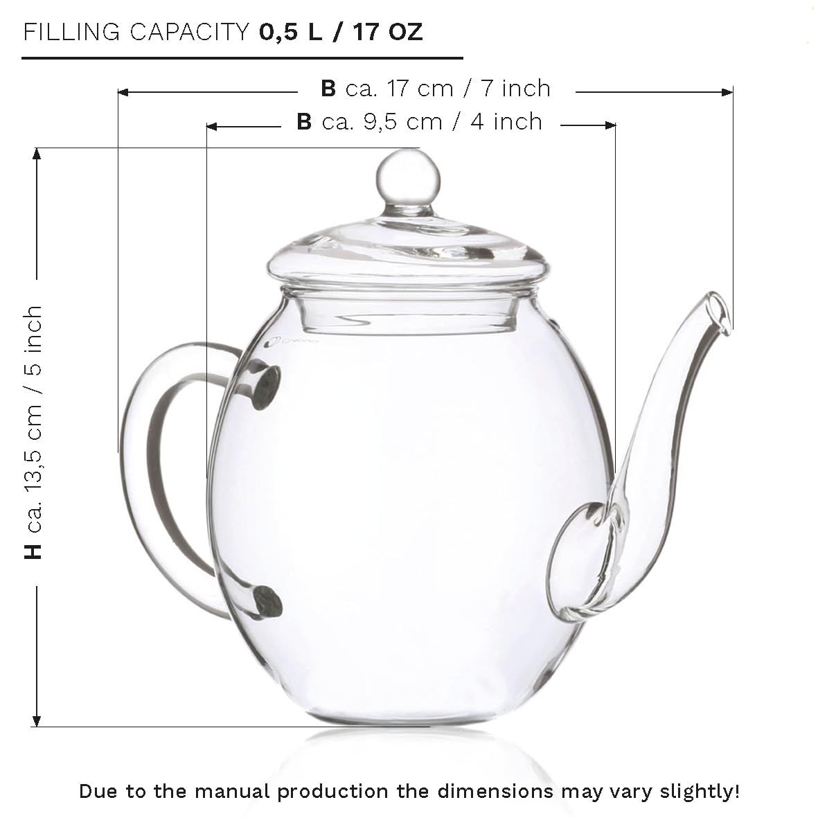 Creano Blooming Tea Gift Set with Glass Teapot 17oz (500ml) – 6 Fruity Green Tea Flowers – Easter Gift