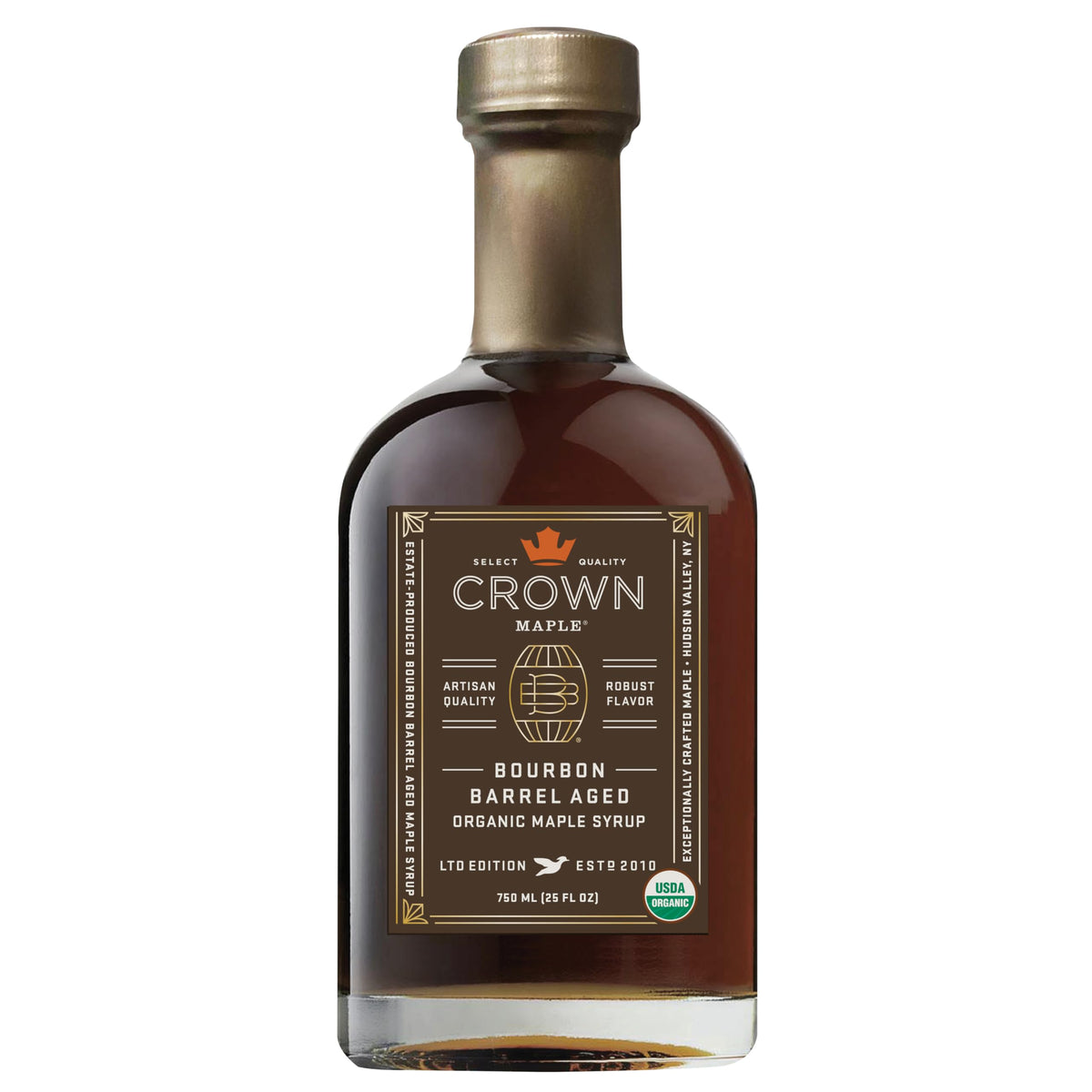 Crown Maple Bourbon Barrel-Aged Organic Maple Syrup – 25 Fl Oz (Pack of 1)
