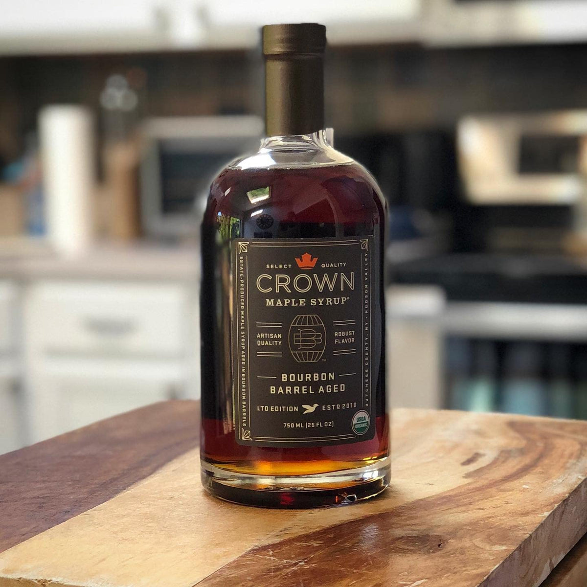 Crown Maple Bourbon Barrel-Aged Organic Maple Syrup – 25 Fl Oz (Pack of 1)
