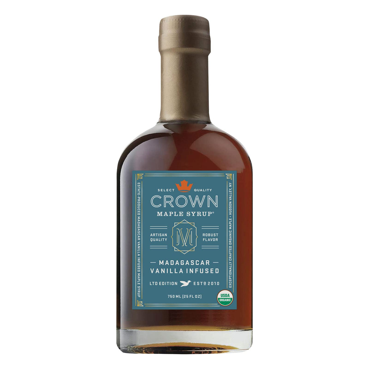 Crown Maple Madagascar Vanilla Infused Organic Maple Syrup, 25 oz | Gluten Free & Non-GMO